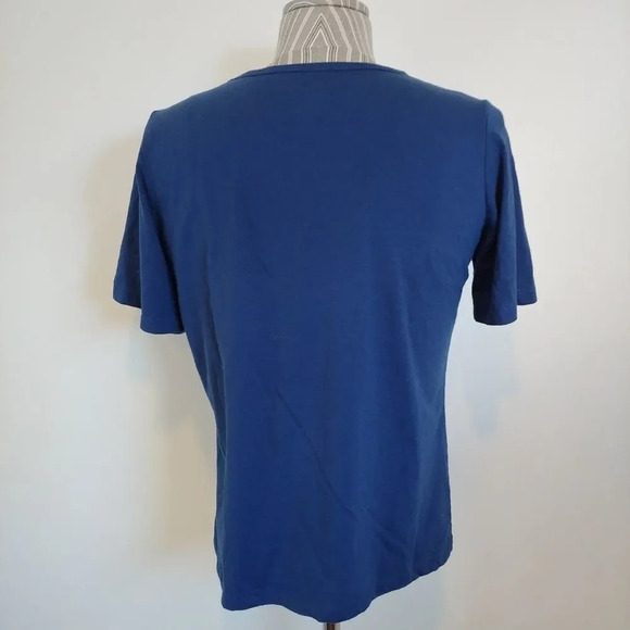 Carroll Reed Blue V-Neck T-Shirt Metallic  Detail, L - Picture 4 of 6